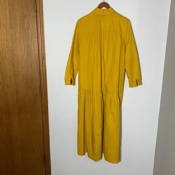 Womens Zara Poplin Maxi Dress Yellow Size S EUC! - Picture 3 of 3